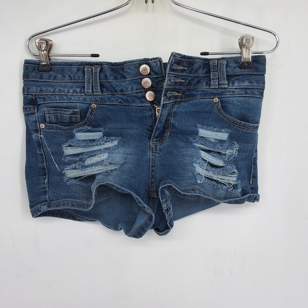 Blue Spice Ripped Jean Shorts